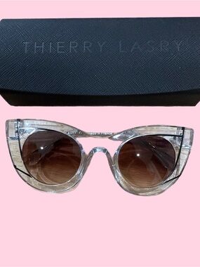 THIERRY LASRY Clear Cat-Eye Sunglasses with Brown Gradient Lenses